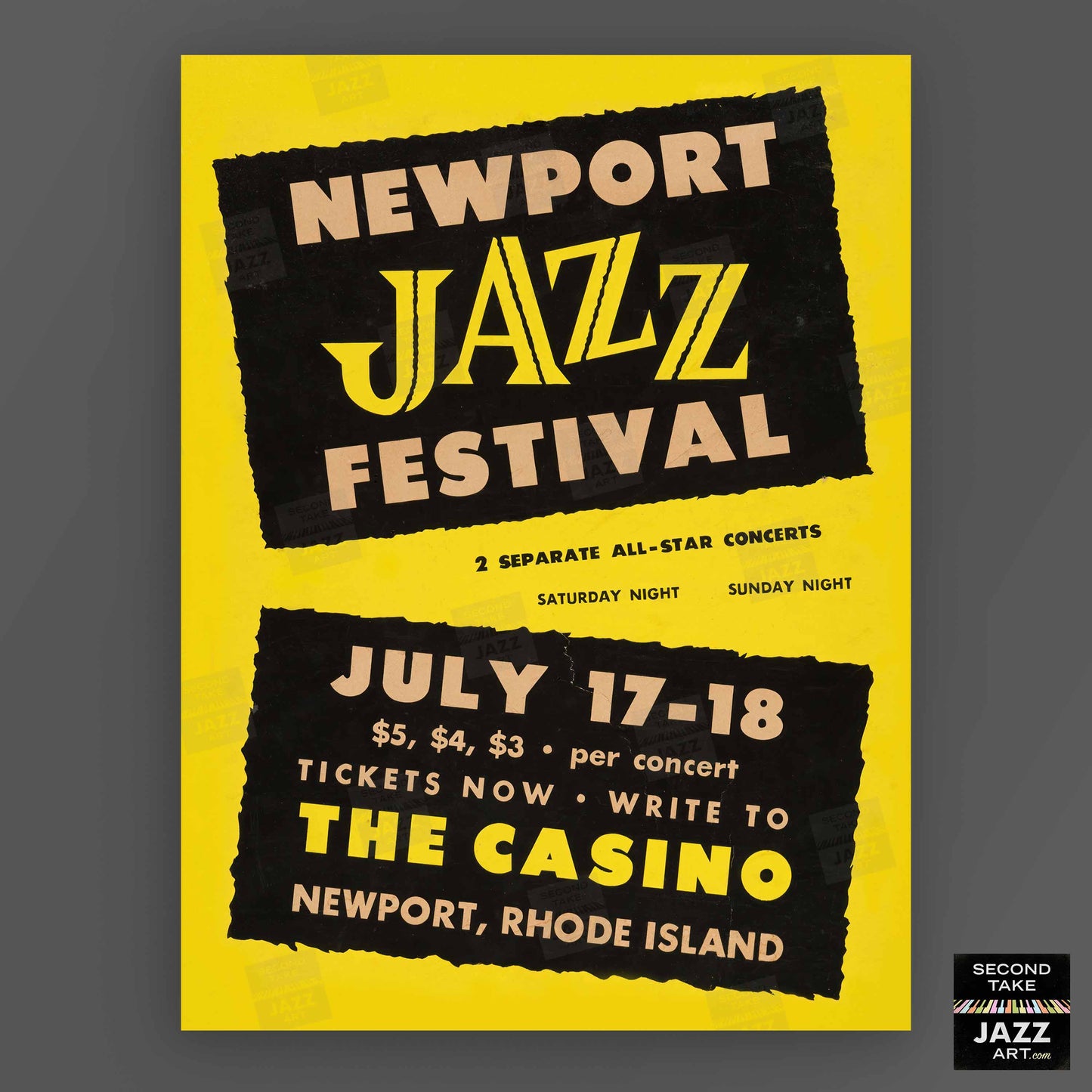 1954 Newport Jazz Festival jazz poster - The First Newport - Newport, Rhode Island