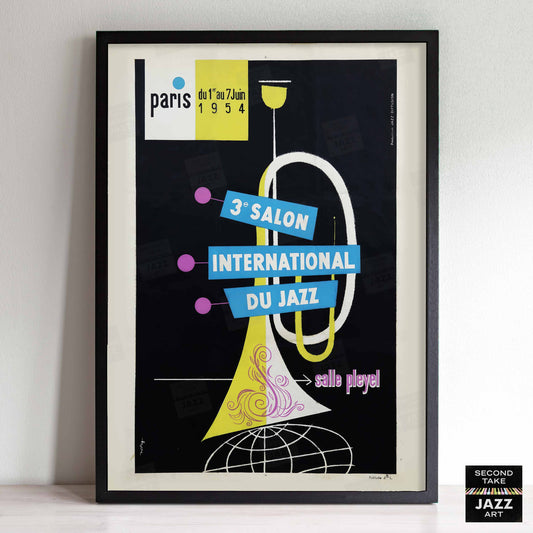 1954 3rd International Jazz Salon poster - Salle Pleyel - Paris, France