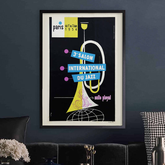 1954 3rd International Jazz Salon poster - Salle Pleyel - Paris, France