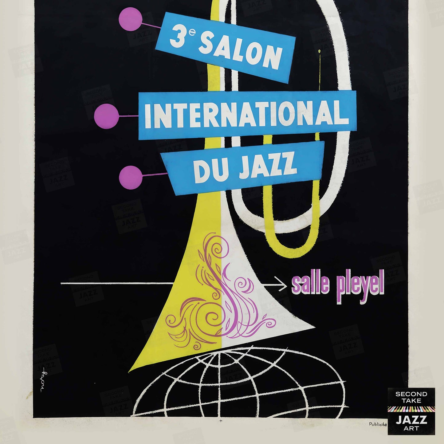 1954 3rd International Jazz Salon poster - Salle Pleyel - Paris, France