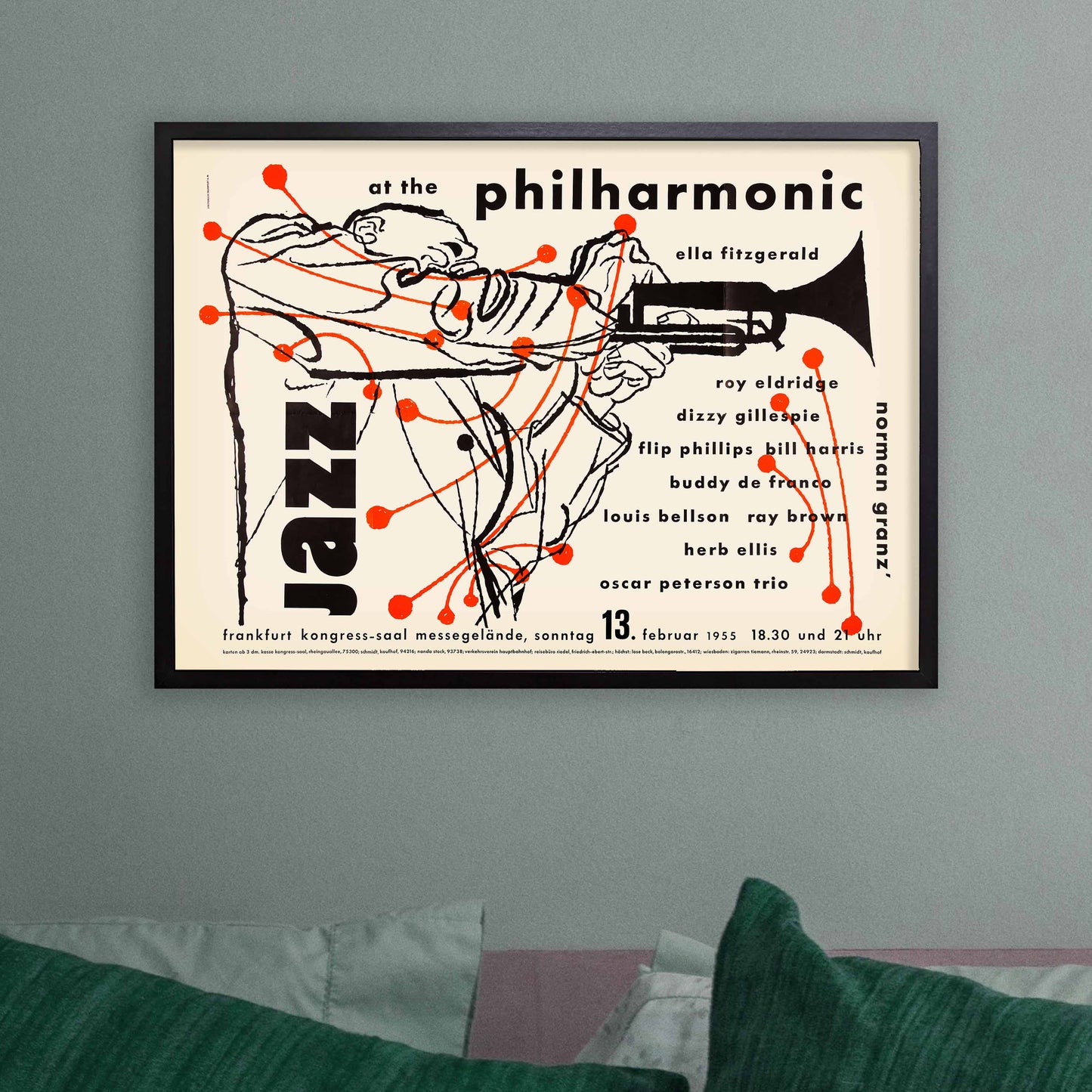 Ella Fitzgerald - Roy Eldridge jazz poster - Jazz at the Philharmonic - Frankfurt - 1955