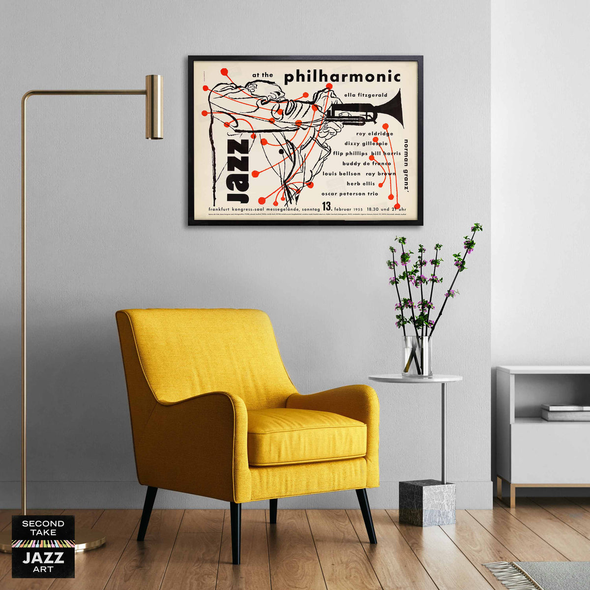 Ella Fitzgerald - Roy Eldridge jazz poster - Jazz at the Philharmonic - Frankfurt - 1955 (horizontal)