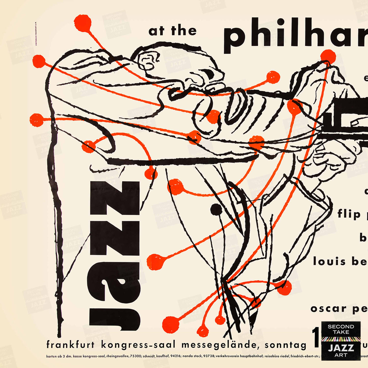 Ella Fitzgerald - Roy Eldridge jazz poster - Jazz at the Philharmonic - Frankfurt - 1955 (horizontal)