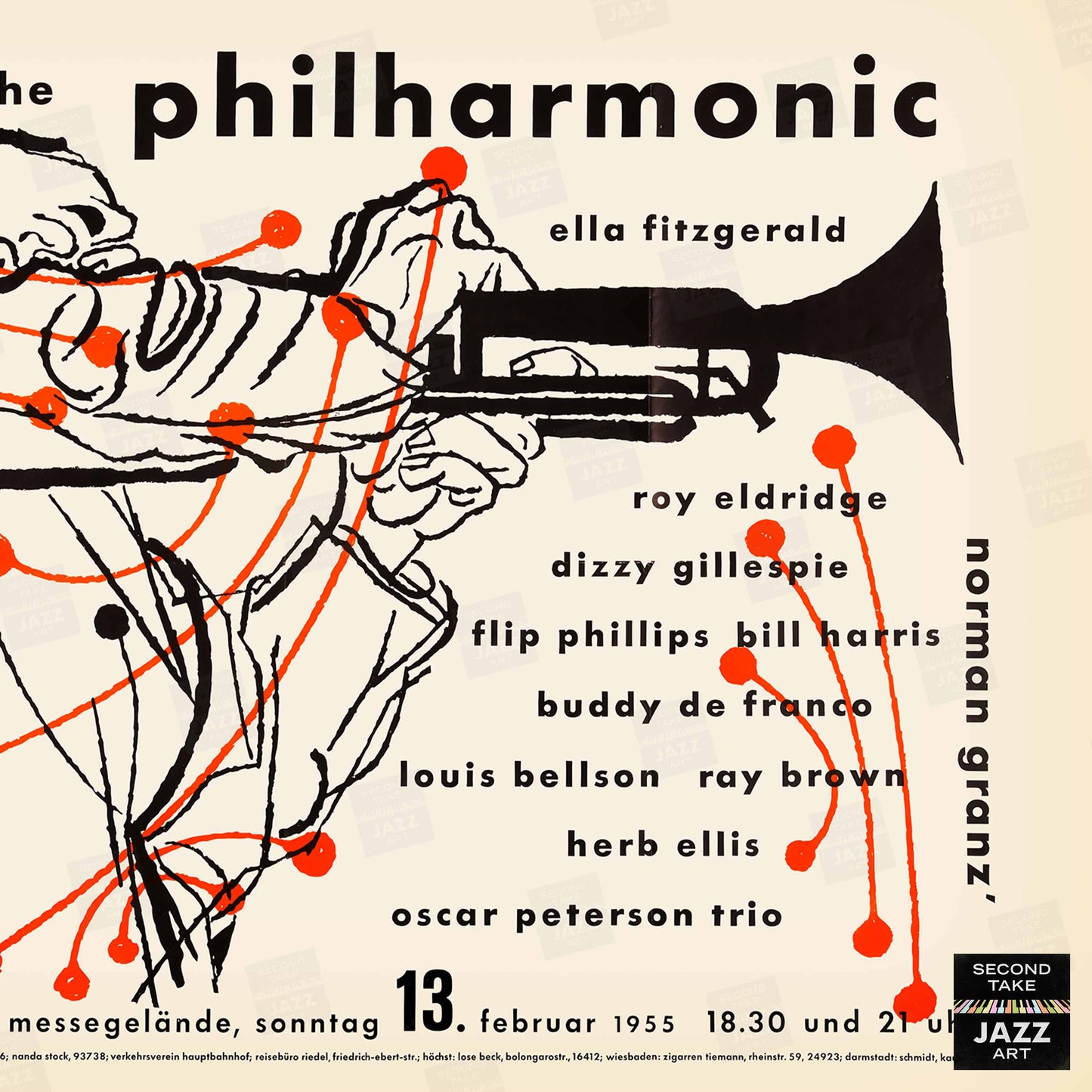 Ella Fitzgerald - Roy Eldridge jazz poster - Jazz at the Philharmonic - Frankfurt - 1955