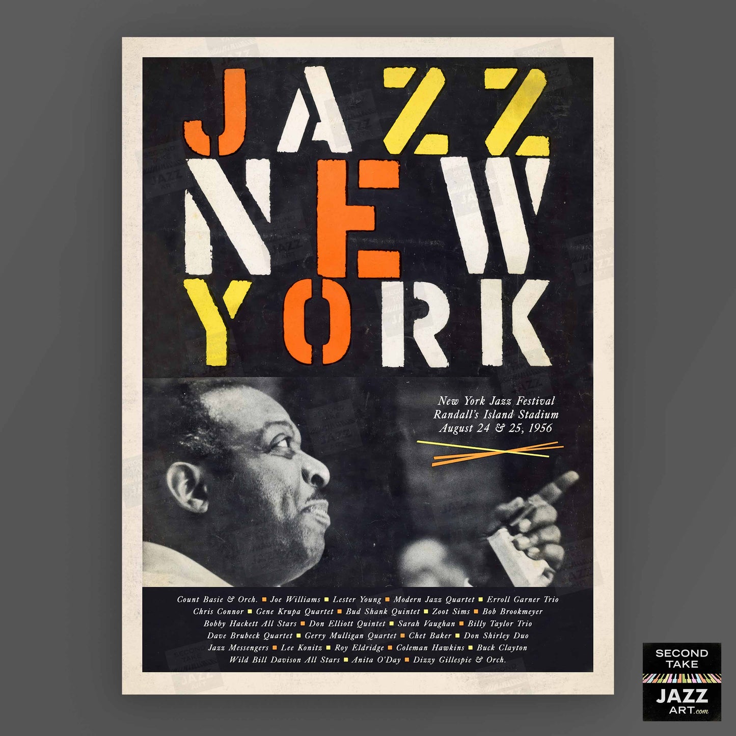 1956 New York Jazz Festival jazz poster - Randall's Island, NY