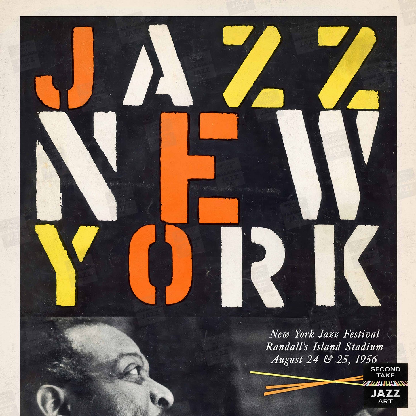 1956 New York Jazz Festival jazz poster - Randall's Island, NY