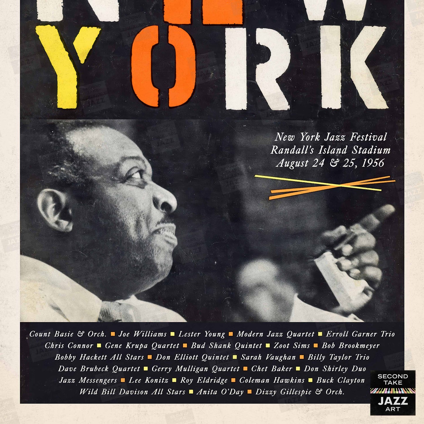 1956 New York Jazz Festival jazz poster - Randall's Island, NY