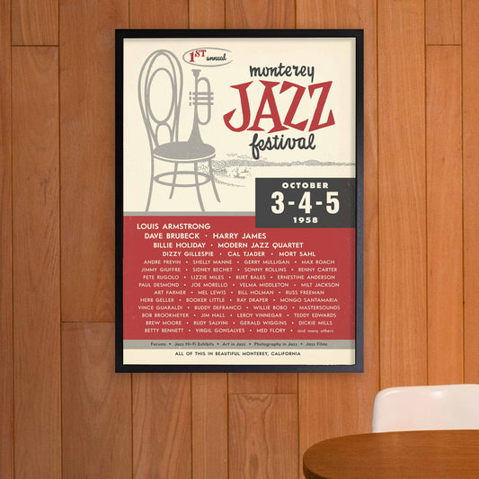 1958 Monterey Jazz Festival jazz poster - The First MJF - Monterey, California