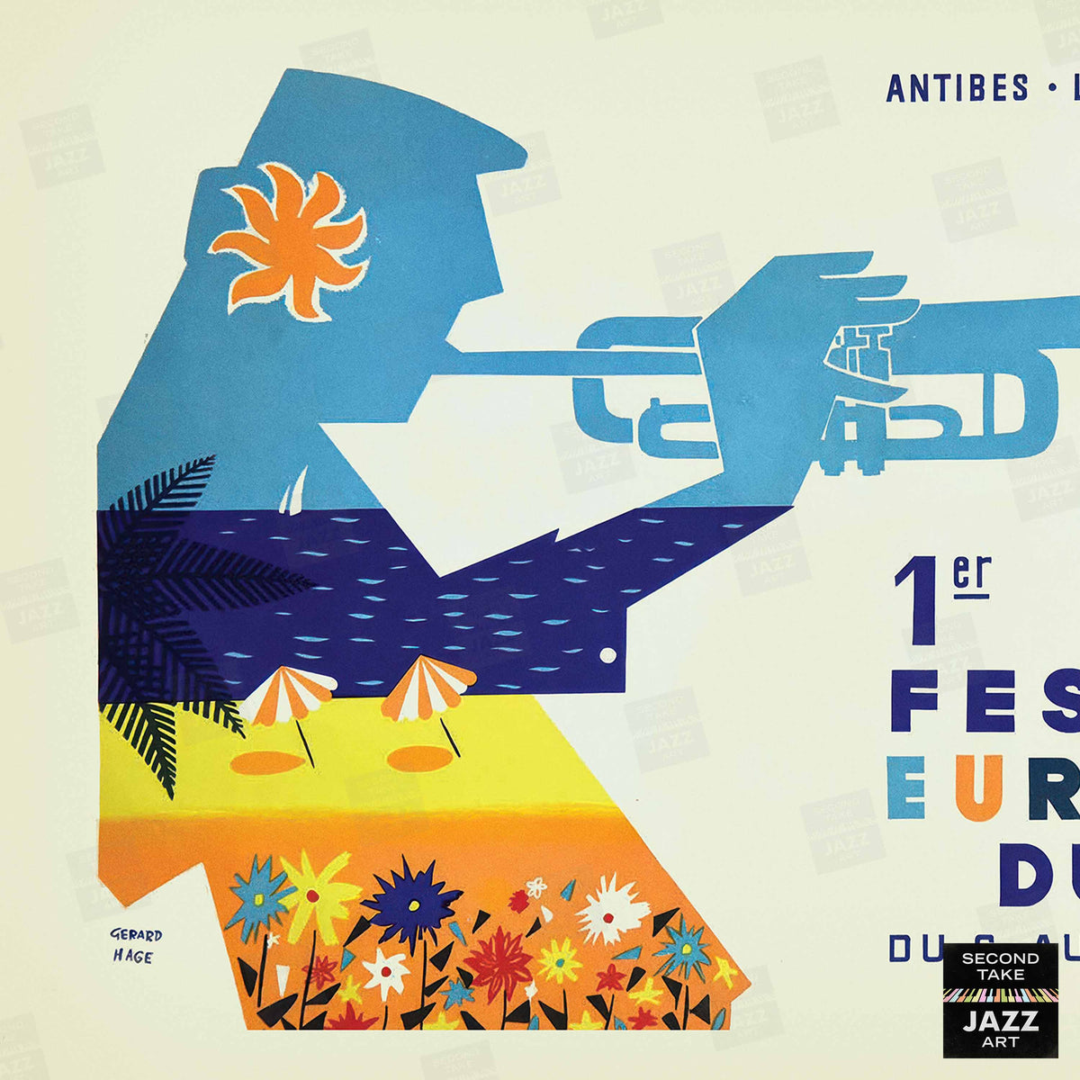 1960 Jazz-à-Juan European Jazz Festival jazz poster - Mingus at Antibes - Juan-les-Pins, Antibes, Côte d'Azur, France (horizontal)