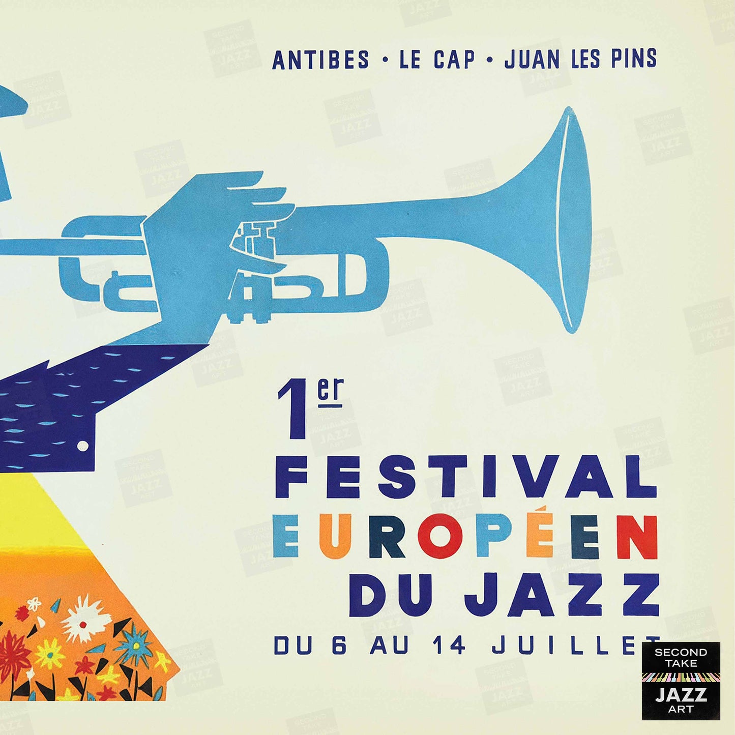 1960 Jazz-à-Juan European Jazz Festival jazz poster - Mingus at Antibes - Juan-les-Pins, Antibes, Côte d'Azur, France (horizontal)