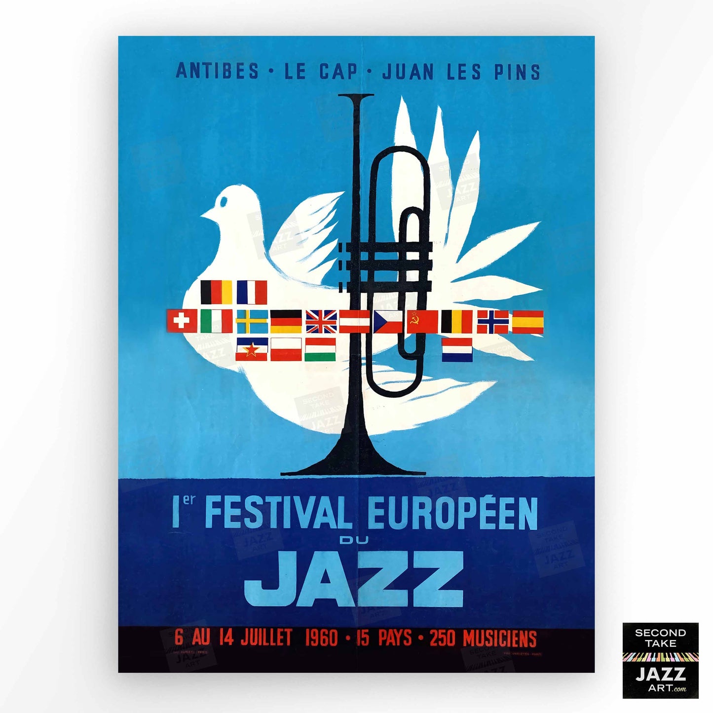 1960 Jazz-à-Juan European Jazz Festival jazz poster - Mingus at Antibes - Juan-les-Pins, Antibes, Côte d'Azur, France