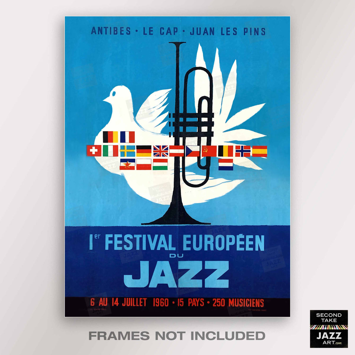 1960 Jazz-à-Juan European Jazz Festival jazz poster - Mingus at Antibes - Juan-les-Pins, Antibes, Côte d'Azur, France