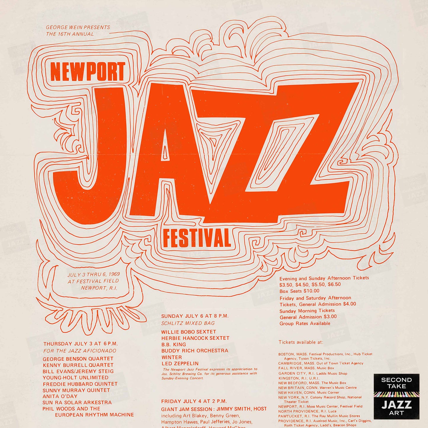 1969 Newport Jazz Festival jazz poster - Newport, Rhode Island