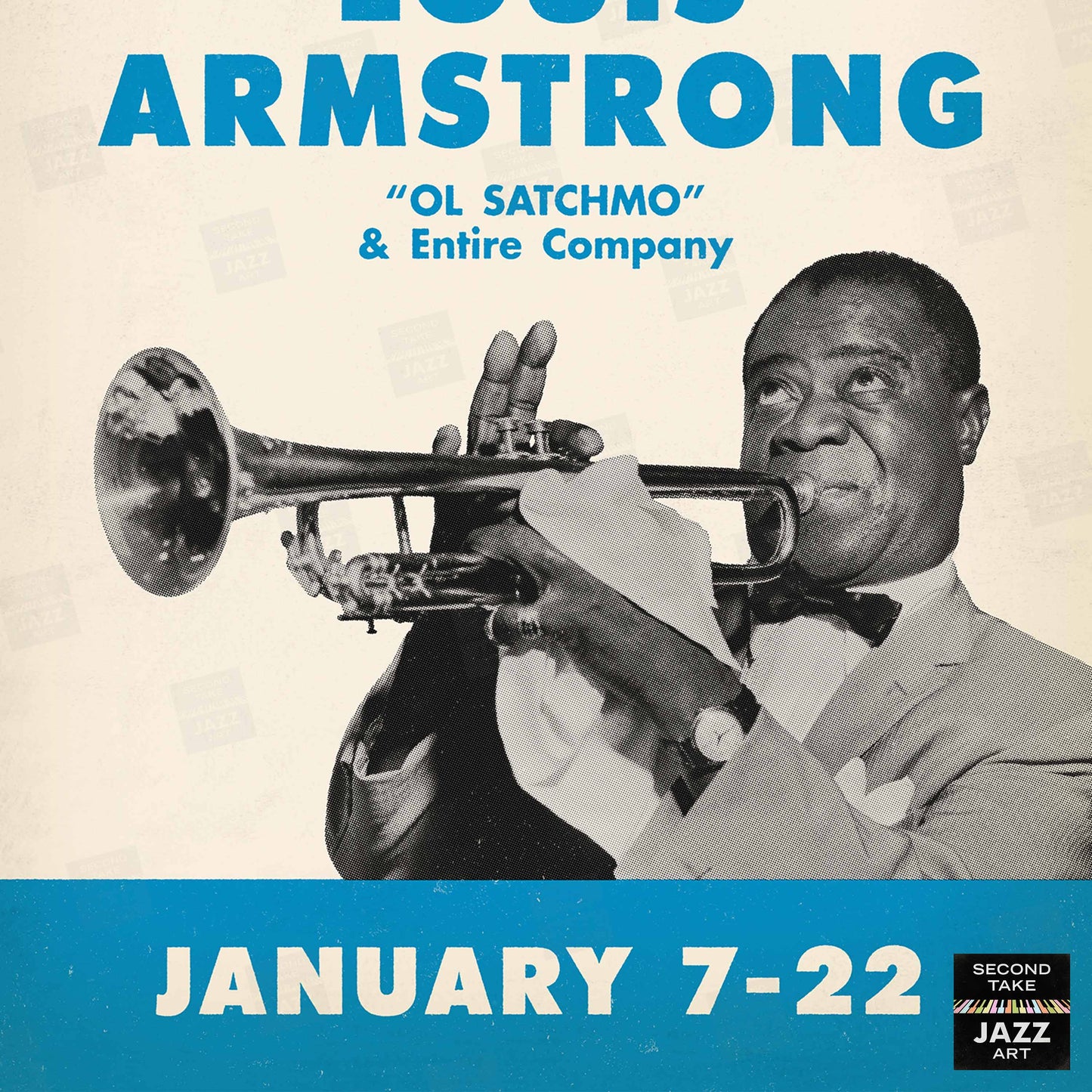 Louis Armstrong jazz poster - At the Crescendo - Hollywood - 1955