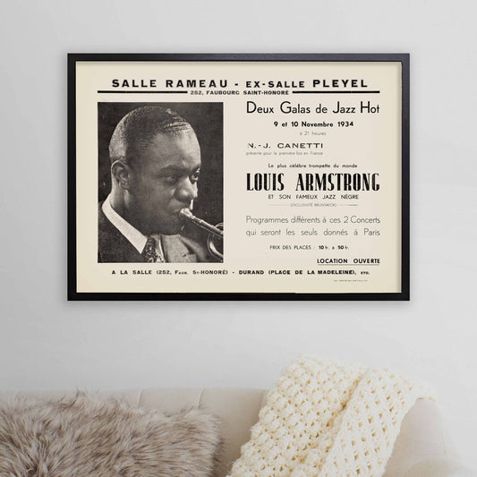 Louis Armstrong jazz poster - Salle-Pleyel - Paris - 1934