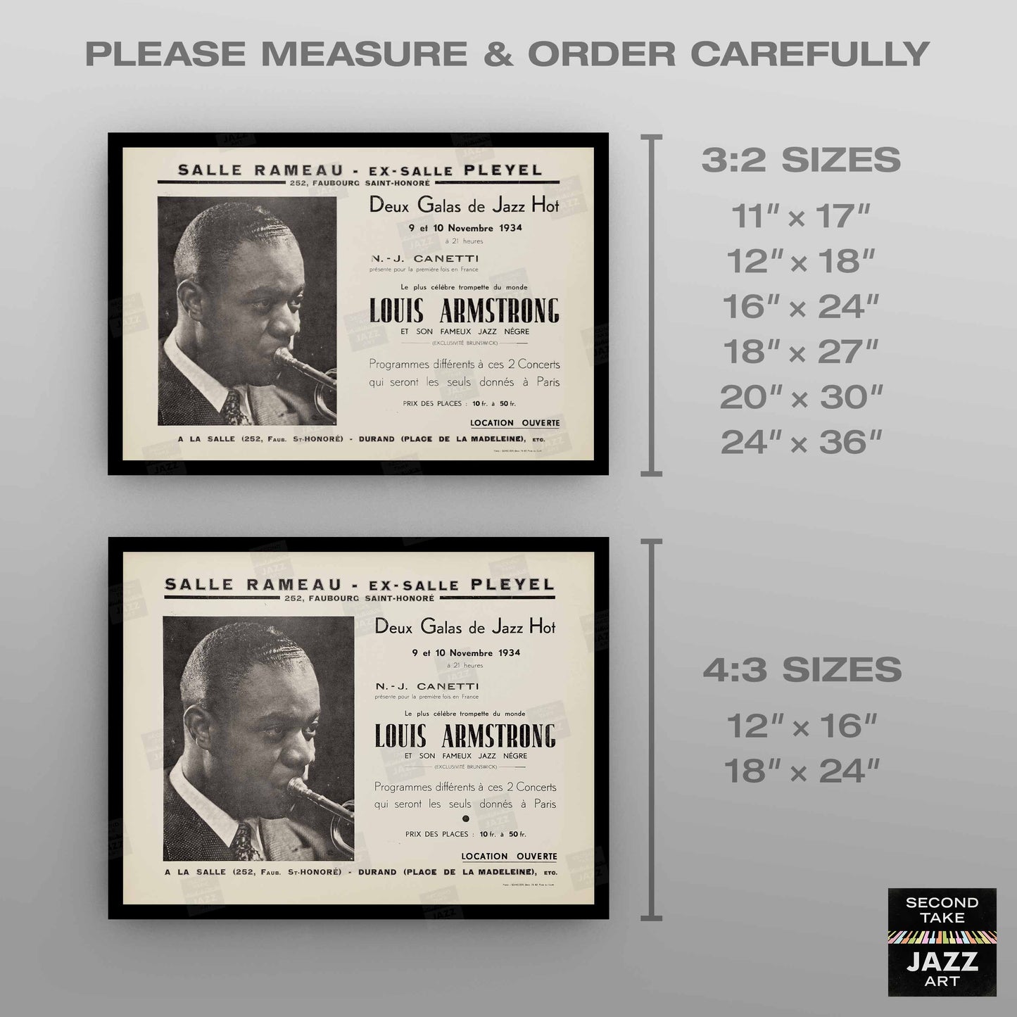 Louis Armstrong jazz poster - Salle-Pleyel - Paris - 1934