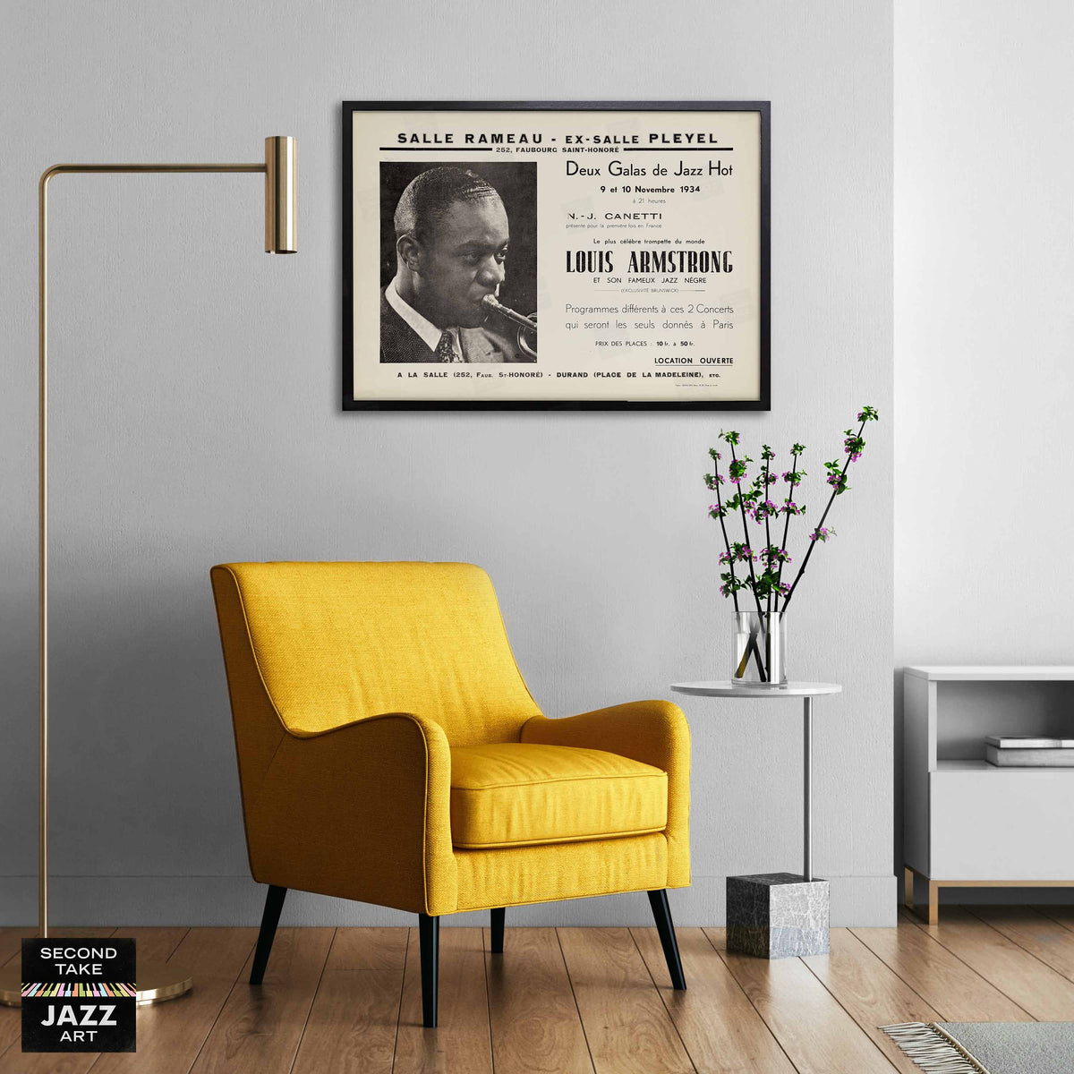 Louis Armstrong jazz poster - Salle-Pleyel - Paris - 1934 (horizontal)