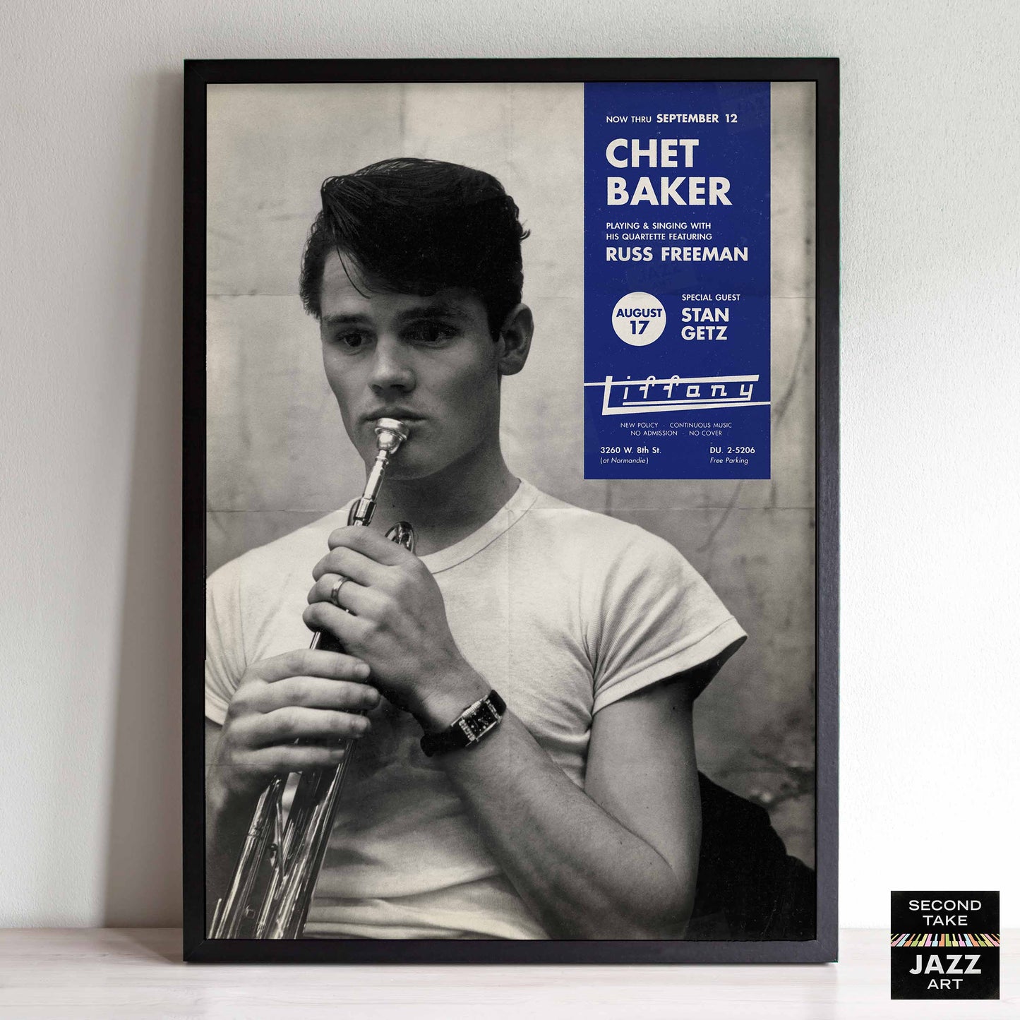 Chet Baker jazz poster - Tiffany Club - 1954