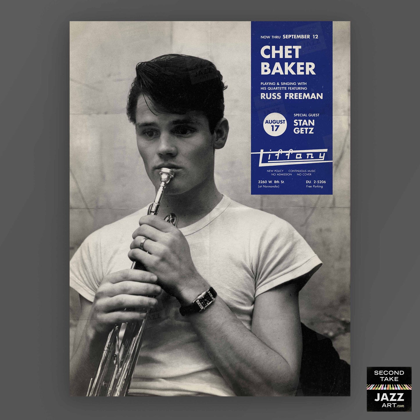 Chet Baker jazz poster - Tiffany Club - 1954