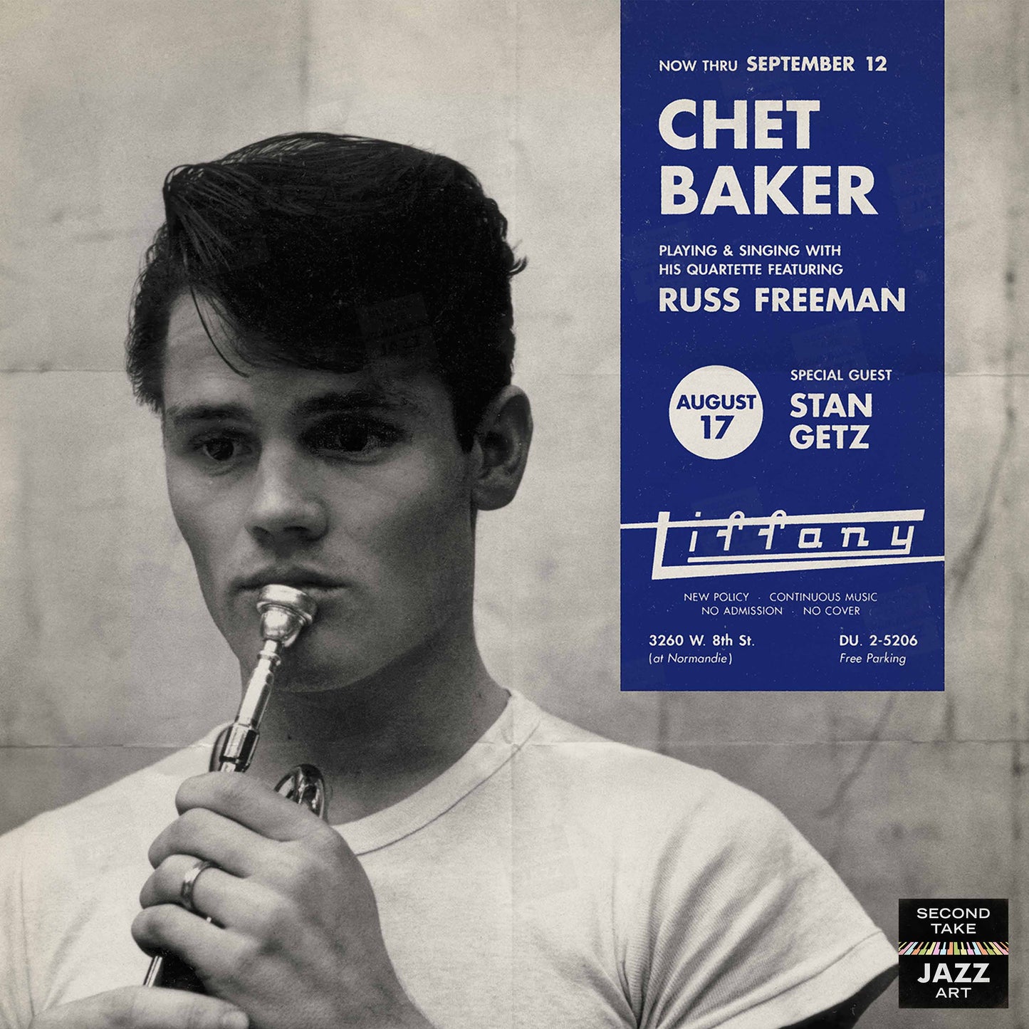 Chet Baker jazz poster - Tiffany Club - 1954
