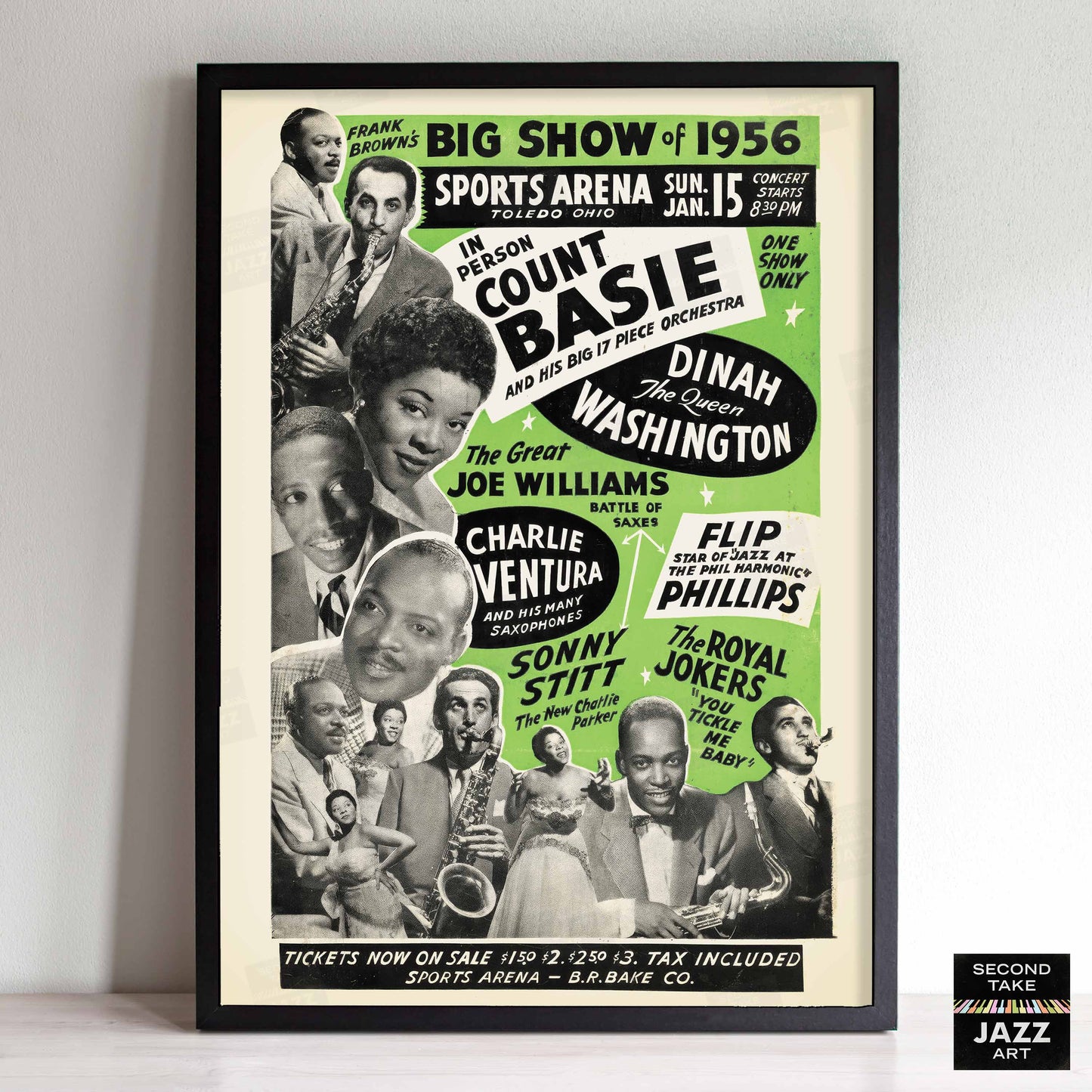Count Basie - Dinah Washington jazz poster - Sports Arena - Toledo, Ohio - 1956