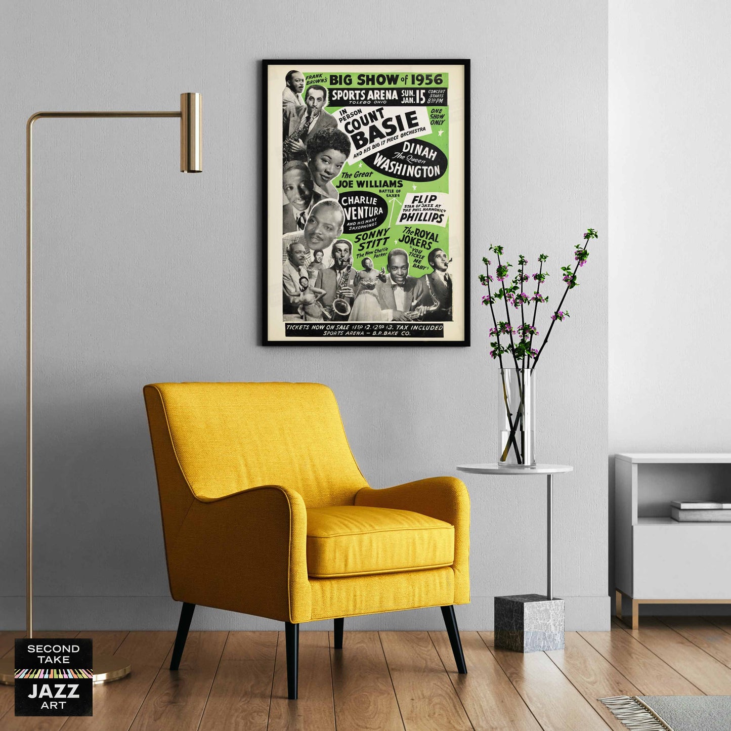 Count Basie - Dinah Washington jazz poster - Sports Arena - Toledo, Ohio - 1956