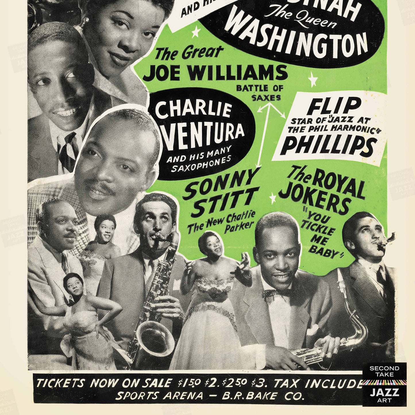 Count Basie - Dinah Washington jazz poster - Sports Arena - Toledo, Ohio - 1956