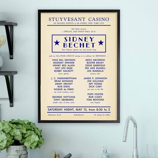 Sidney Bechet - Wild Bill Davison jazz poster - Stuyvesant Casino - 1950