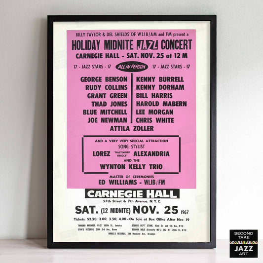 Lee Morgan - Kenny Burrell - Lorez Alexandria jazz poster - Carnegie Hall - 1967