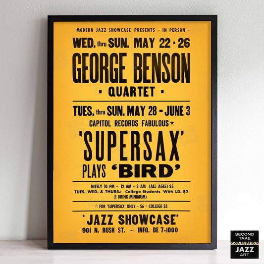 George Benson - Supersax jazz poster - Jazz Showcase - Chicago - 1974