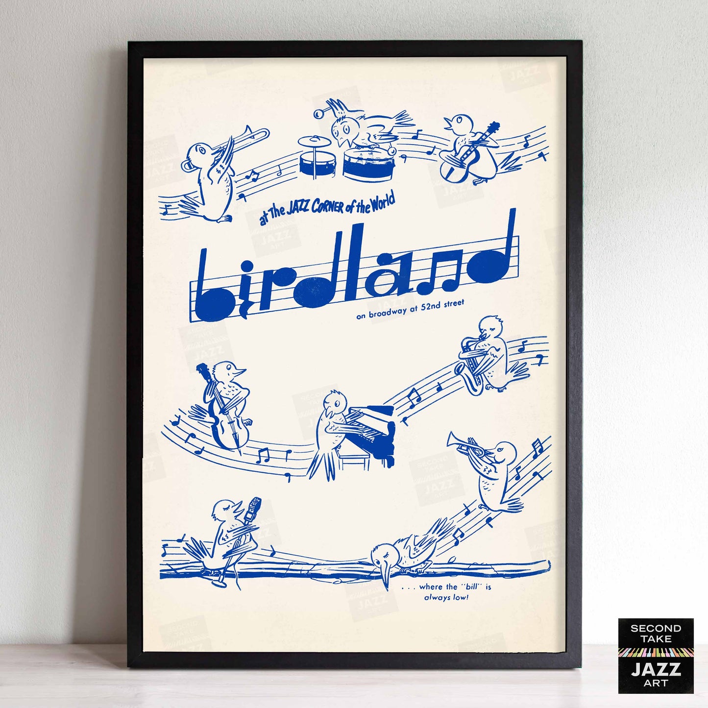 Birdland jazz poster - 52nd St - New York - 1950s (blue variant)