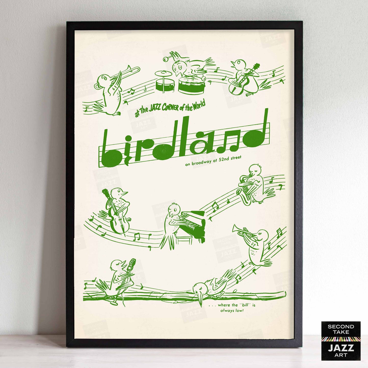 Birdland jazz poster - 52nd St - New York - 1950s (green variant)