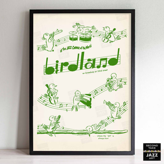 Birdland jazz poster - 52nd St - New York - 1950s (green variant)