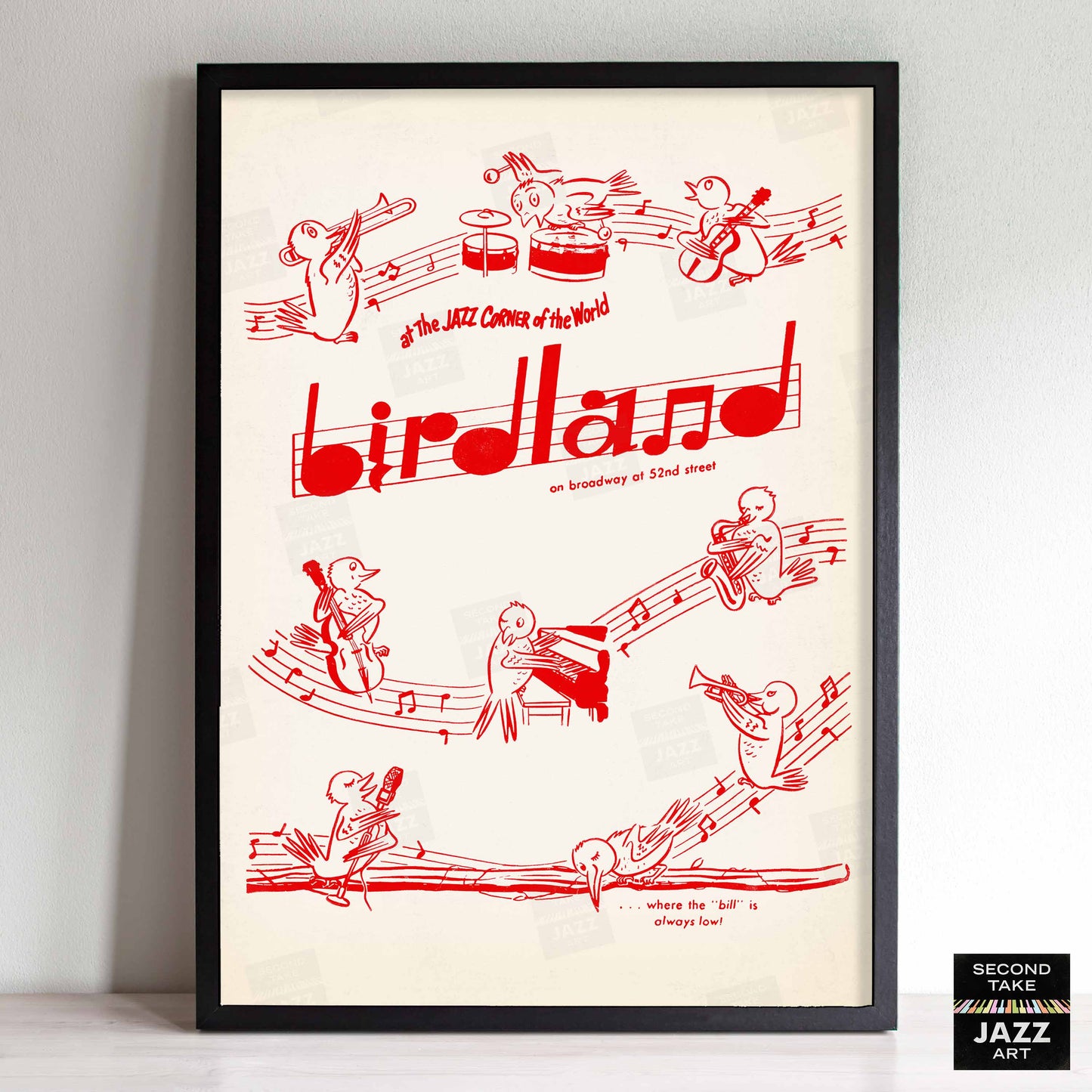 Birdland jazz poster - 52nd St - New York - 1950s (red variant)