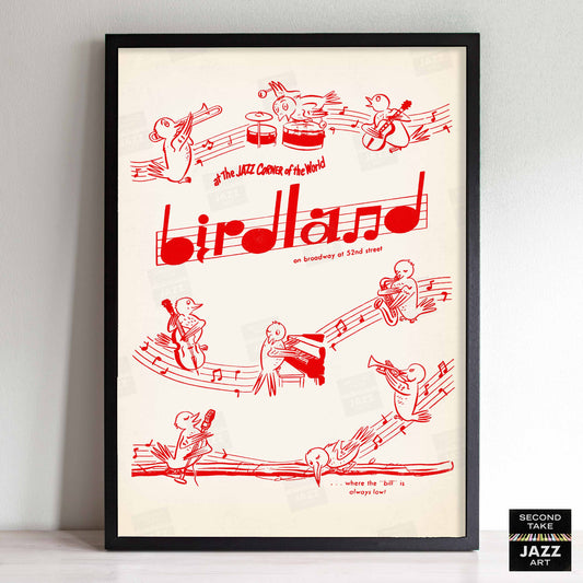 Birdland jazz poster - 52nd St - New York - 1950s (red variant)