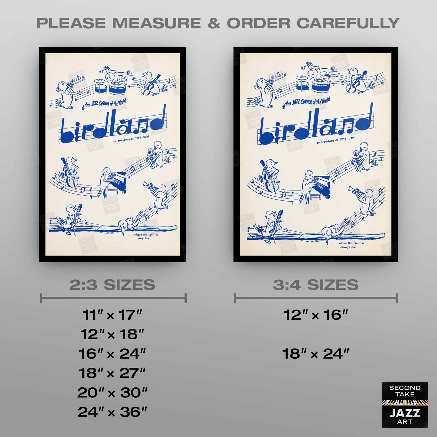Birdland jazz poster - 52nd St - New York - 1950s (blue variant)