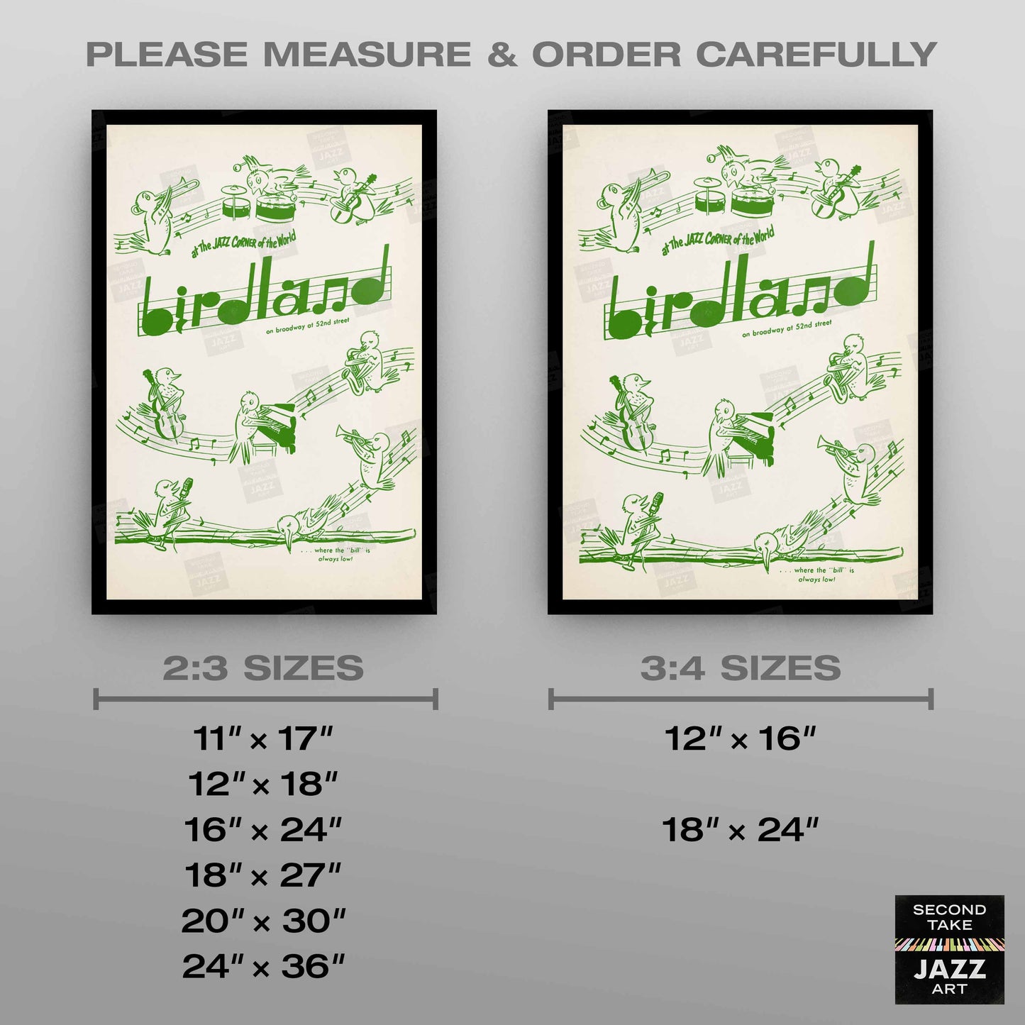 Birdland jazz poster - 52nd St - New York - 1950s (green variant)