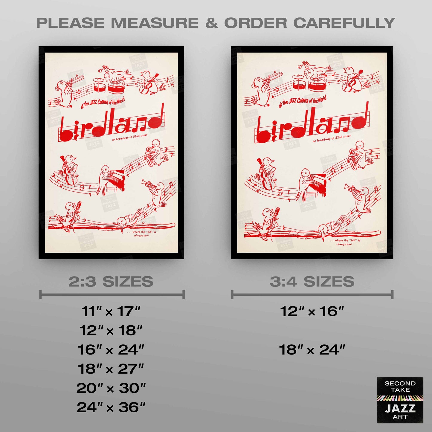 Birdland jazz poster - 52nd St - New York - 1950s (red variant)