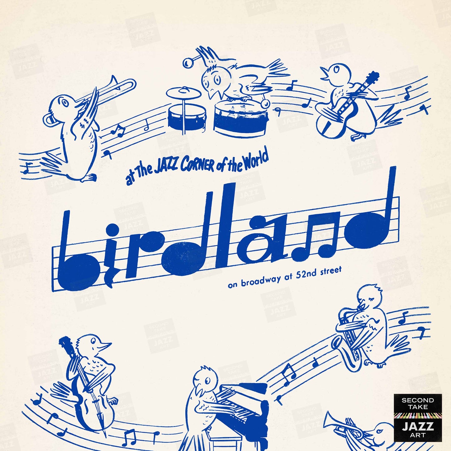 Birdland jazz poster - 52nd St - New York - 1950s (blue variant)