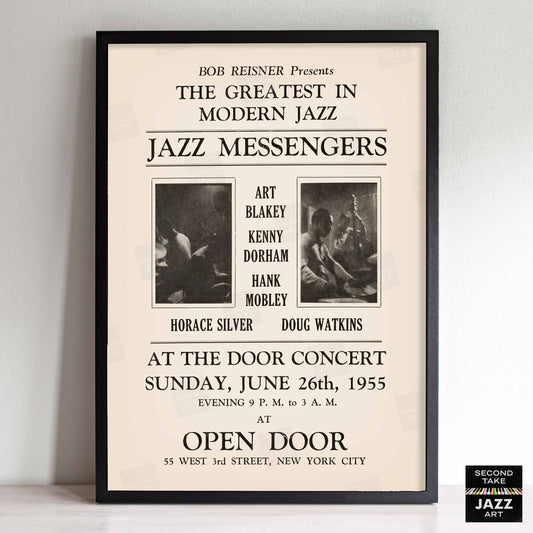 Art Blakey - Kenny Dorham - Hank Mobley jazz poster - Open Door - 1955
