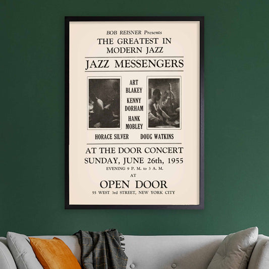 Art Blakey - Kenny Dorham - Hank Mobley jazz poster - Open Door - 1955