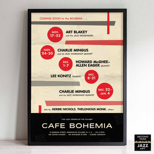 Art Blakey - Charles Mingus jazz poster - At the Cafe Bohemia - 1955