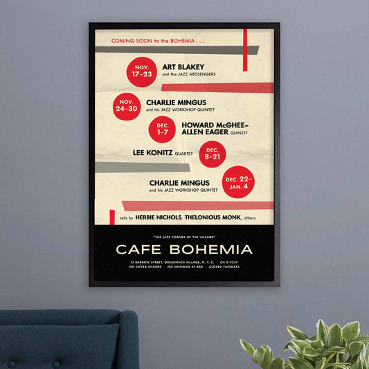 Art Blakey - Charles Mingus jazz poster - At the Cafe Bohemia - 1955