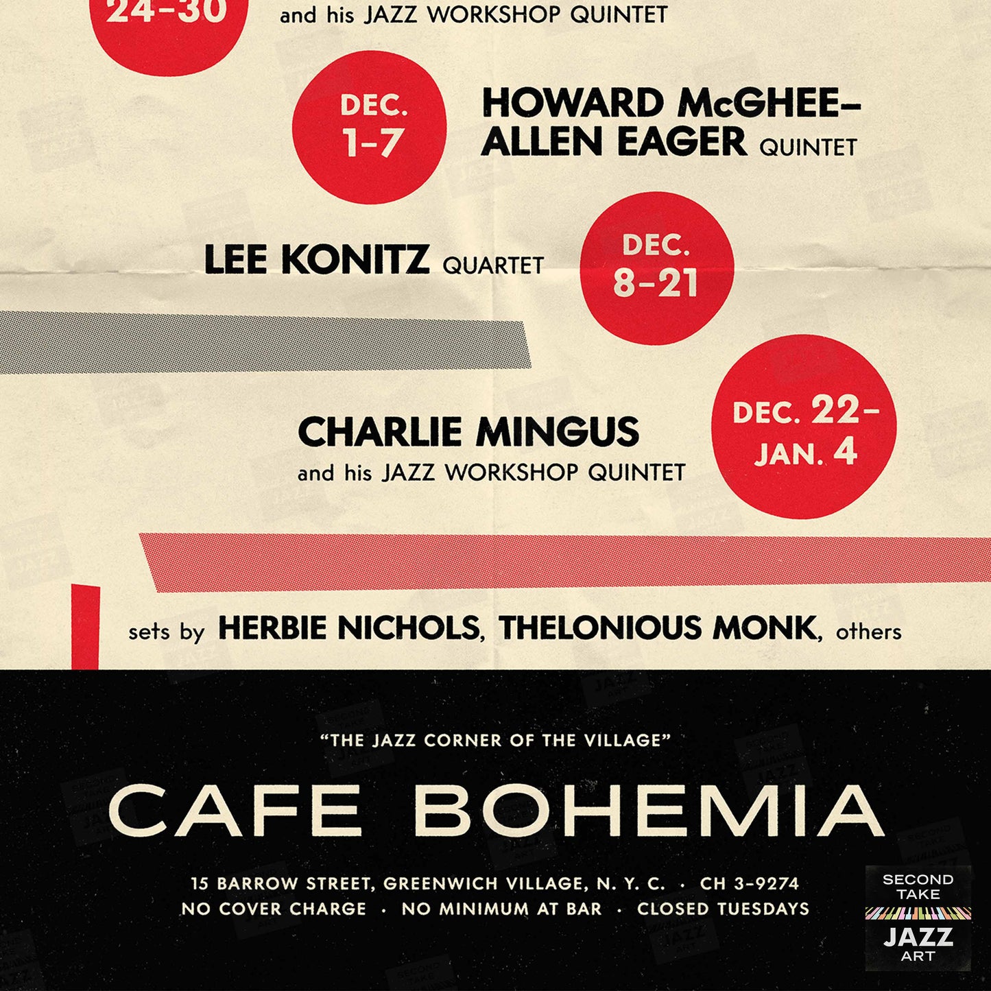 Art Blakey - Charles Mingus jazz poster - At the Cafe Bohemia - 1955