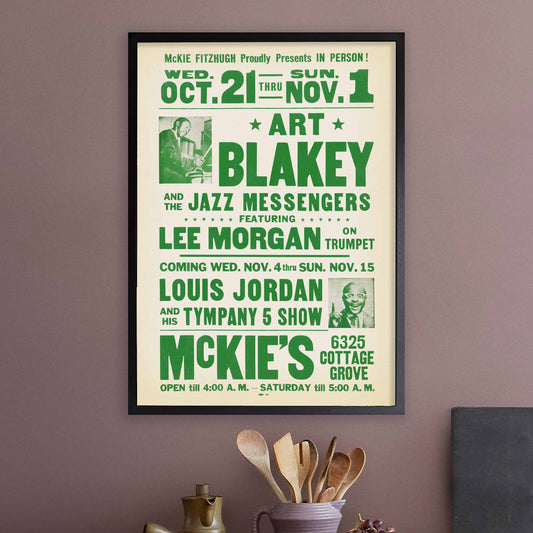 Art Blakey - Lee Morgan - Louis Jordan jazz poster - McKie's - 1964