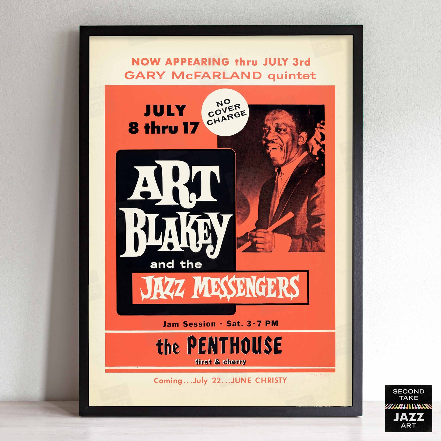 Art Blakey & The Jazz Messengers jazz poster - Penthouse - Seattle - 1960 (red variant)