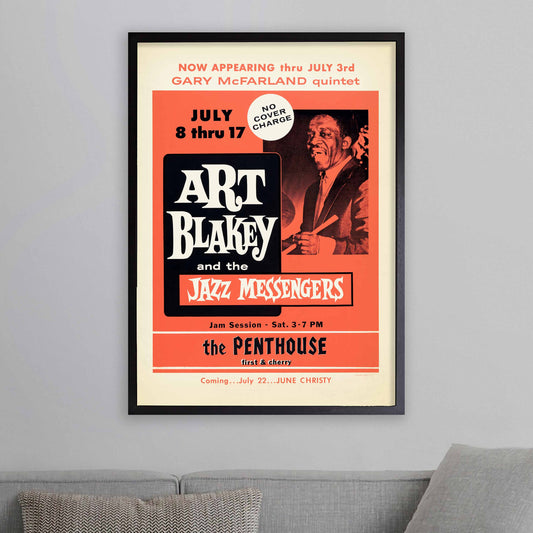 Art Blakey & The Jazz Messengers jazz poster - Penthouse - Seattle - 1960 (red variant)