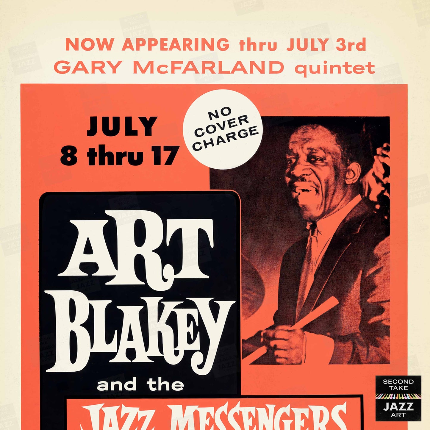 Art Blakey & The Jazz Messengers jazz poster - Penthouse - Seattle - 1960 (red variant)