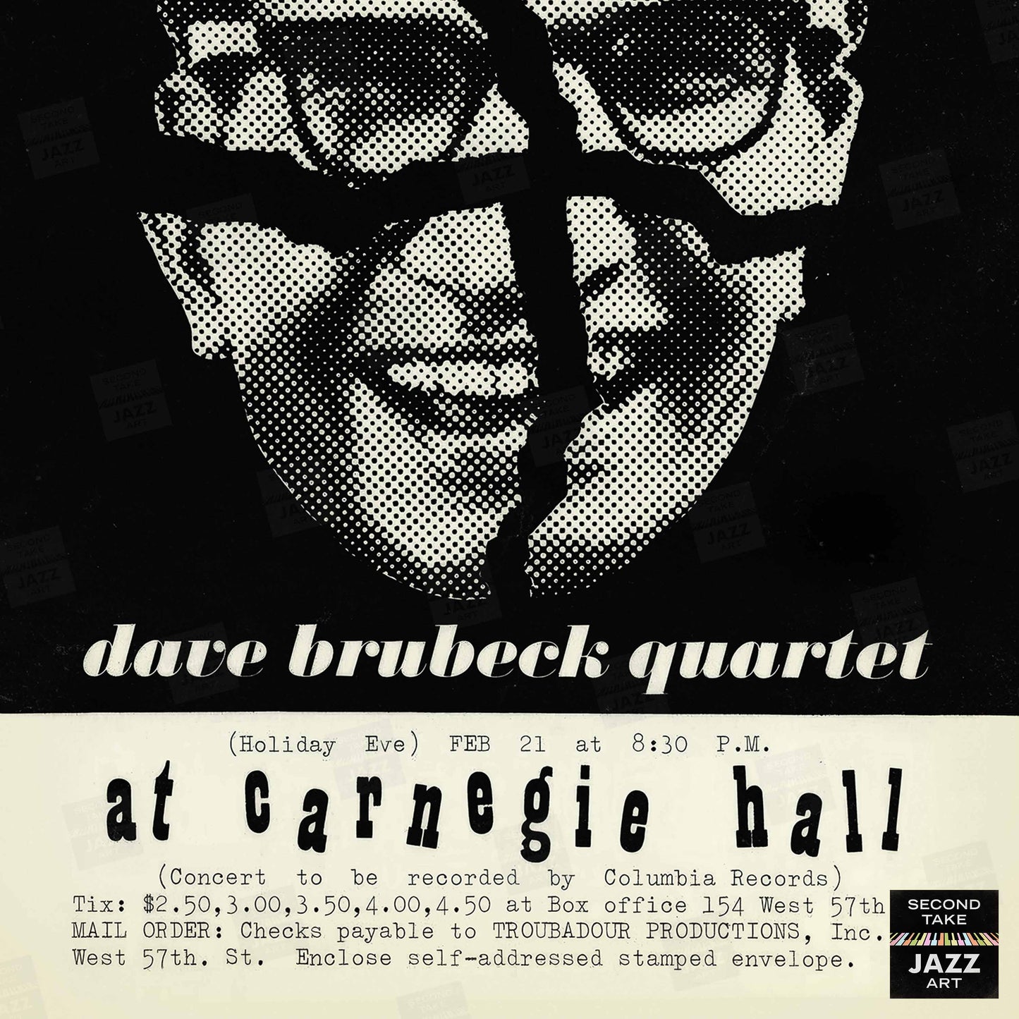 Dave Brubeck - Paul Desmond jazz poster - At Carnegie Hall - 1963