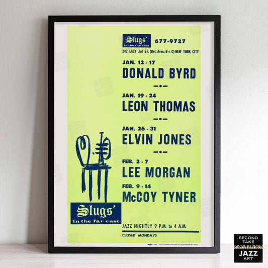 Donald Byrd - Lee Morgan - Elvin Jones jazz poster - Slugs' Saloon - 1971